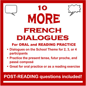 Preview of 10 MORE French Dialogues + Questions for Reading and Speaking Practice