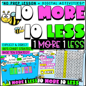 Preview of 10 MORE/LESS, 1 MORE/LESS NO PREP LESSON & DIGITAL ACTIVITIES! | SEESAW | GOOGLE