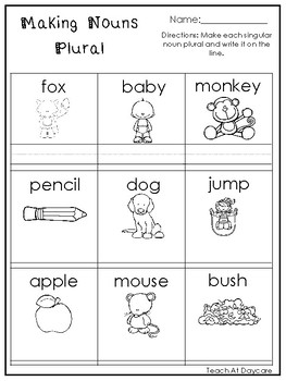 10 Making Nouns Plural Printable Worksheets in PDF file.1st Grade-2nd ...