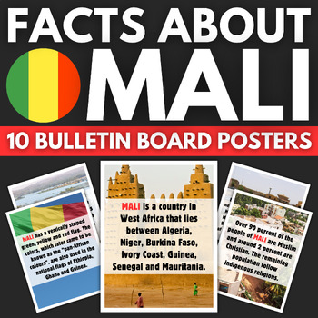 Preview of 10 Mali Facts Bulletin Board Posters | Africa Travel Classroom Decor