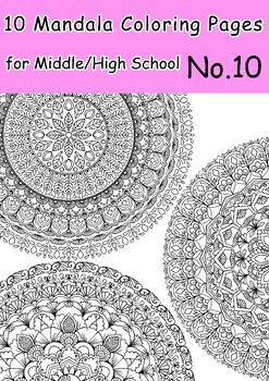 Preview of 10 Mandala Coloring Pages for Middle/High School No.10