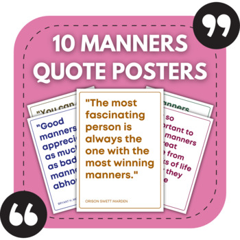 Preview of 10 Manners Bulletin Board Posters | Middle & High School Classroom Decor