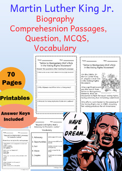 Preview of 10 Martin Luther King Jr. Biography Reading Comprehension Passages and Questions
