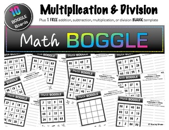 Preview of 10 Math BOGGLE Boards (plus 1 FREE blank Board!) - Multiplication & Division