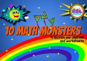 Preview of 10 Math Monsters: Clipart, Decoration and Coloring