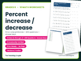 10 Math Worksheets | Grade 6 | Percent increase / decrease | 200 Questions