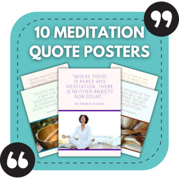 Preview of 10 Meditation Posters | Calm Classroom Decor | Wellness Bulletin Boards