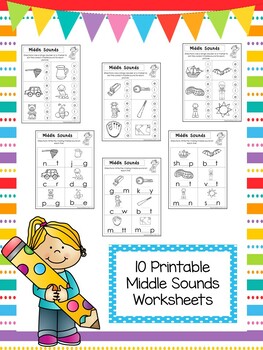 10 middle sounds worksheets preschool and kindergarten literacy worksheets