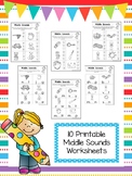 10 Middle Sounds Worksheets. Preschool and Kindergarten Li