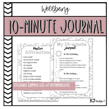 Preview of Wellbeing 10 Minute Journal Free