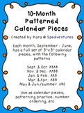 10-Month (Sept.-June) Set of Patterned Calendar Pieces