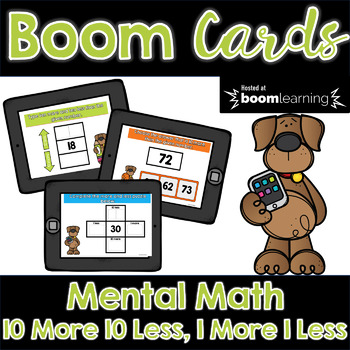 Preview of 10 More 10 Less 1 More 1 Less BOOM Cards | Distance Learning