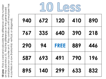 10 More 10 Less 100 More 100 Less By Andrea S Tpt