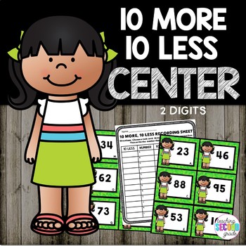 Preview of 10 More 10 Less Math Center for 1st and 2nd Grade Add & Subtract 10 Review Game