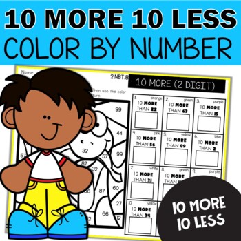 Preview of 10 More 10 Less Worksheets - 1st 2nd Grade Busy Work Fun No Prep Math Activity