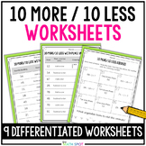 10 More 10 less 1 More 1 Less Worksheets | 1.nbt.5