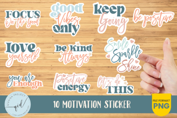 Motivational Stickers SVG Bundle Inspirational Badges PNG