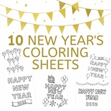 10 New Year's Coloring Sheets-Downloads Available WITH and