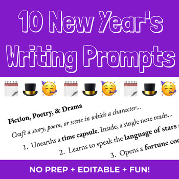 Preview of 10 New Year’s Creative Writing Prompts (Fiction, Poetry, Drama, Nonfiction)