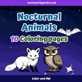 10 Nocturnal Animals Coloring Pages (Color & BW Printable)