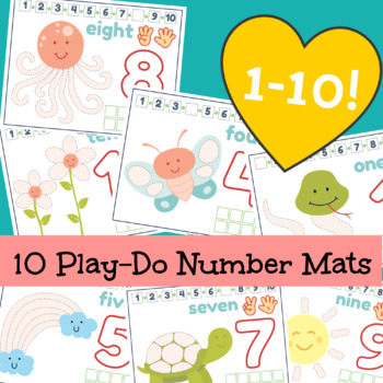 Preview of 10 Number Play-Dough Mats With Ten Frames To Practice Counting