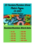 10 Number Words 0-100 Word Match Sets with Answers Math/Sp