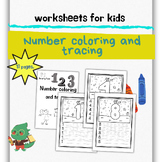 10 Number coloring and tracing worksheets, traceable numbe