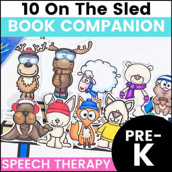 Preview of "10 On The Sled" Speech Therapy Book Companion for Winter & Arctic Animal Themes