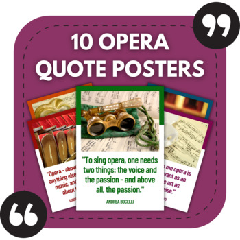 Preview of 10 Opera Posters | Inspiring Quotes About Opera Music for Bulletin Boards