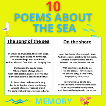 Preview of 10 POEMS ABOUT THE SEA #1 - MEMORY FOR KIDS -