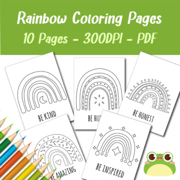 10 PRINTABLE Rainbow Colring Page Digital Download Kids Activity ...