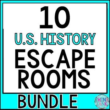 Preview of 10 US History Escape Rooms Bundle - Reading Comprehension - Constitution & More