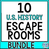 10 US History Escape Rooms Bundle - Reading Comprehension 