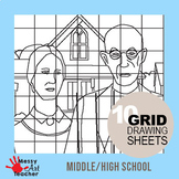 10 Pack Famous Art/Painting Grid Drawing Sheets for Middle