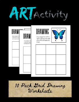 Preview of 10 Pack Grid Drawing Worksheets for Middle/High School could use for sub lessons