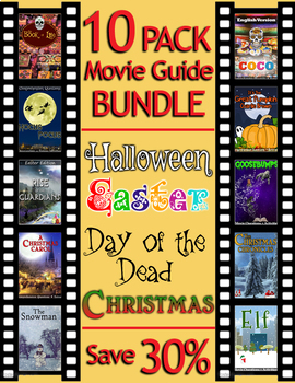 Preview of 10 Pack Movie Guide Bundle ★ Day of the Dead  ★ Christmas ★ Easter ★ Halloween