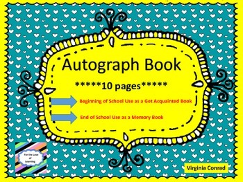 Autograph Book by Virginia Conrad | Teachers Pay Teachers