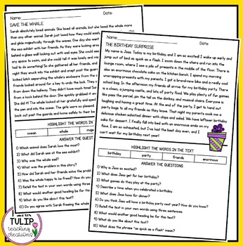 10 page reading comprehension worksheet pack with answers tpt