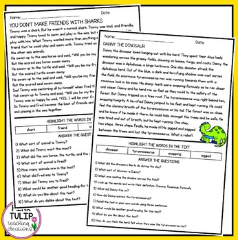 10 page reading comprehension worksheet pack with