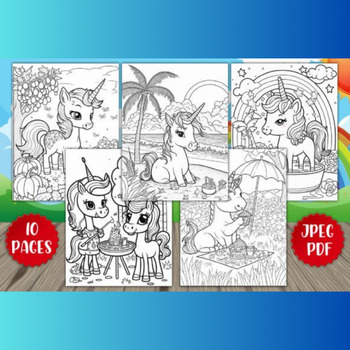 10 Pages Printable Unicorn Coloring Pages PDF, Unicorn Coloring Pages