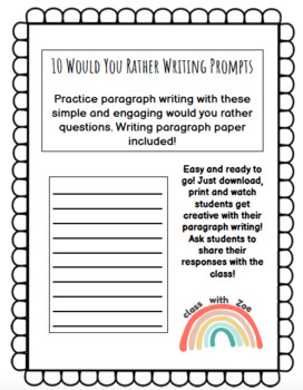 Would You Rather? Creative Writing Prompts  Writing prompts, Creative  writing prompts, Picture writing prompts