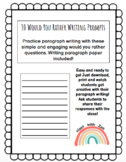 10 Paragraph Writing Prompts *FREE* (Would You Rather Questions)
