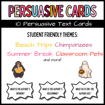 Preview of 10 Persuasive Text Task cards Find the Opinion, Reasons, and Facts in the Text