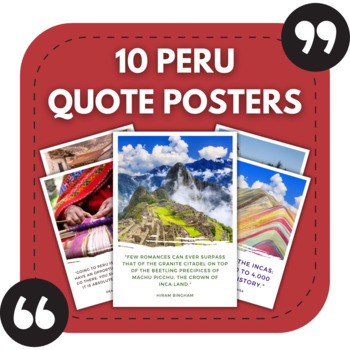 Preview of 10 Peru Posters | Quotes About Peru for Spanish Class Bulletin Boards