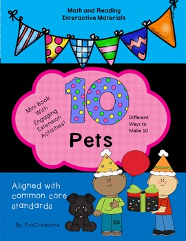 Preview of 10 Pets Please! Math Reading Mini Book with extension activities