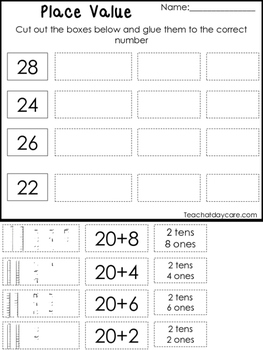 10 Place Value Worksheets. Base 10, Tens and Ones, Expanded Form. KDG