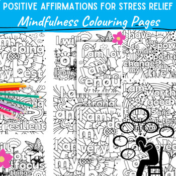 Preview of Positive Affirmations for Stress Relief "Mental Health Awareness"