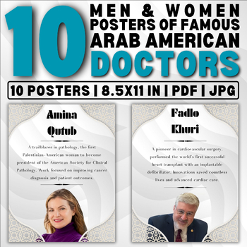 Preview of 10 Posters Of Notable Arab Americans Doctors Who Have Made History Men & Women.