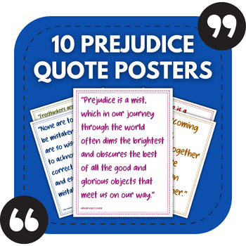 Preview of 10 Prejudice Bulletin Board Posters | Middle & High School Classroom Decor