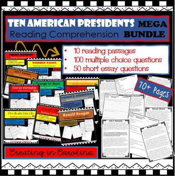 Preview of 10 Presidents Reading Comprehension Packet BUNDLE - NO PREP!!